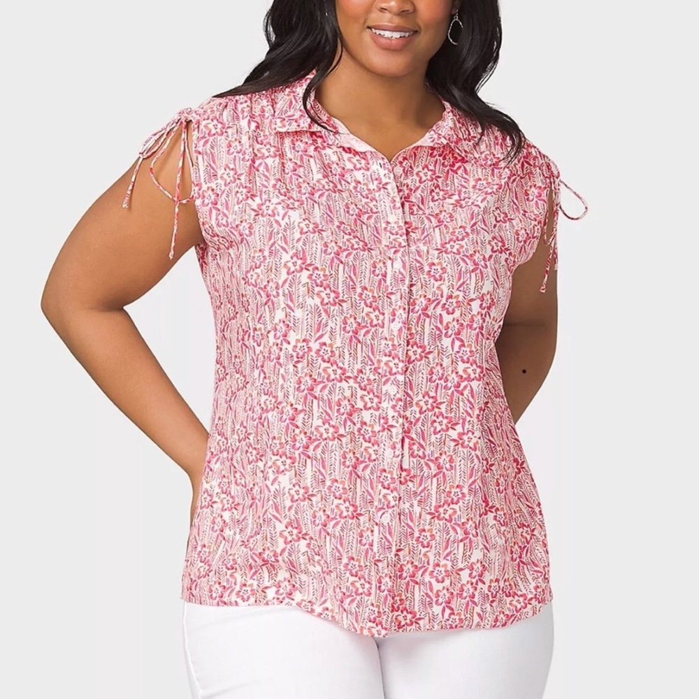 Dress Barn PLUS SIZE 3X TIKI FLORAL SLEEVELESS TOP